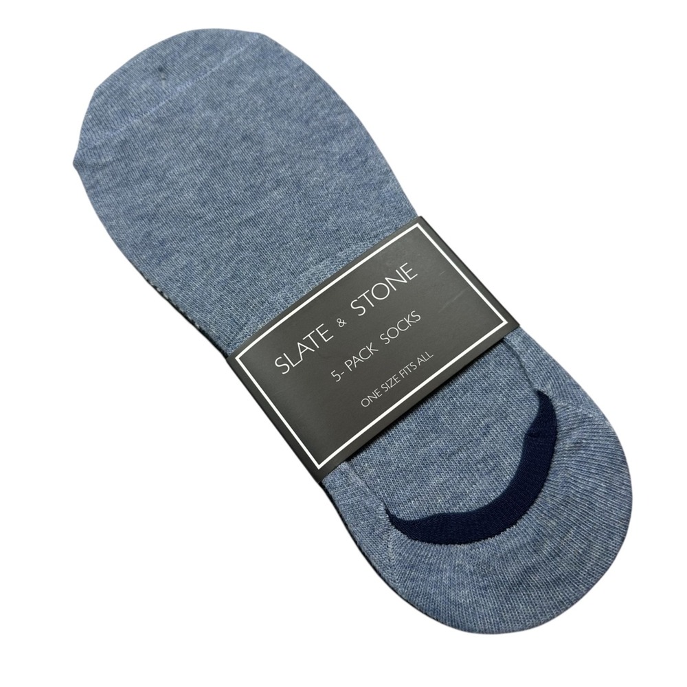 SLATE & STONE Assorted NWT Blue Gray & Black No Show Socks 5-Pairs